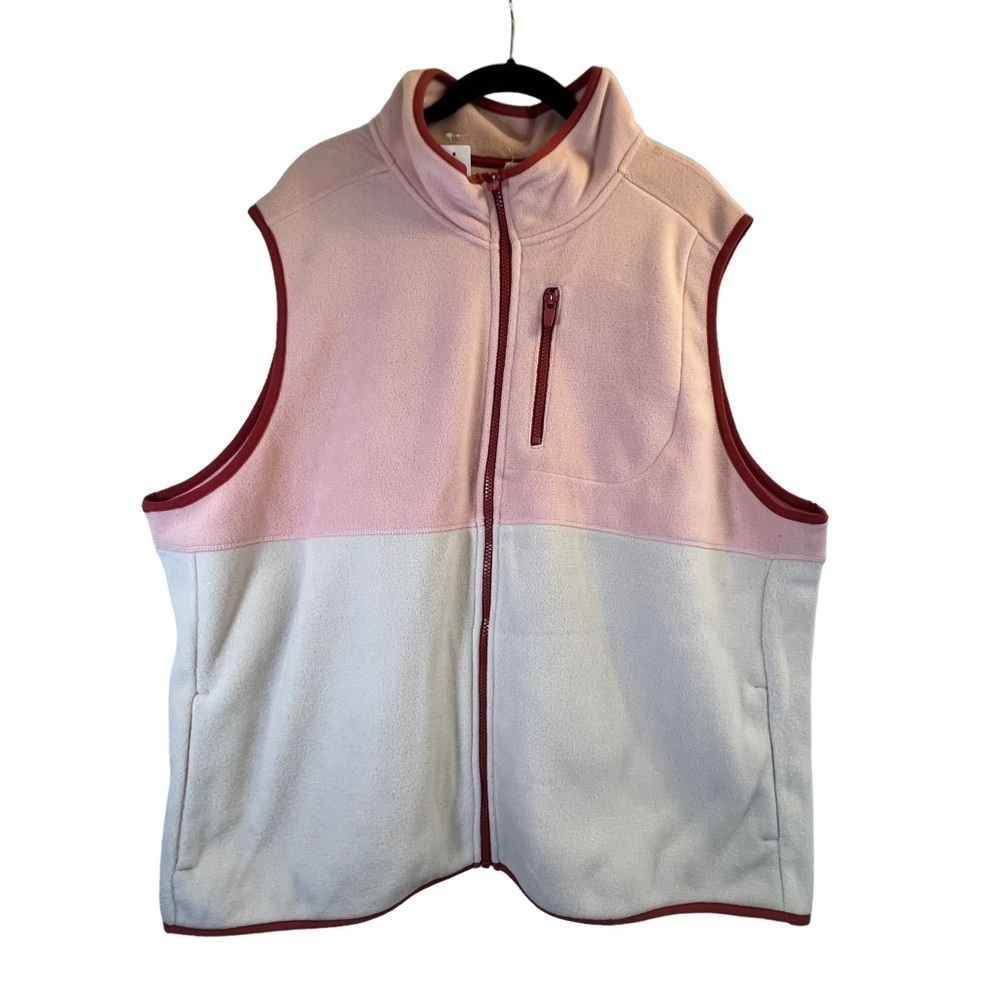 Hyba Women's Vest Size 2X Polar Colour Blocked Pink Tan Sleeveless